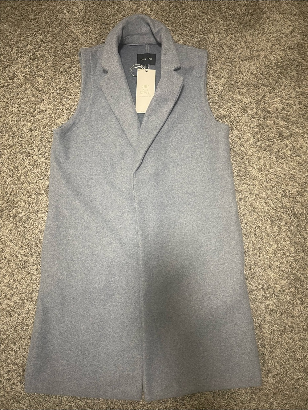 Love Tree Light Gray Wool-Blend Sleeveless Coat Vest